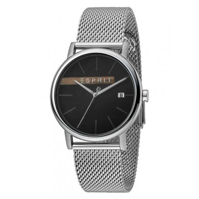 Esprit Mens Watch Black and Silver Mesh RRP £109 - Black Friday Xmas Sale - Image 1 of 3
