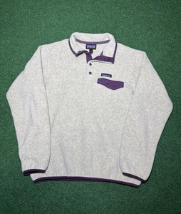 90s Y2K Patagonia Synchilla Sweatshirt Sweater Grey Purple Preppy Small Hipster - Bild 1 von 6