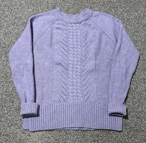 J.Crew Pullover Damen 2XS XXS Lila 100% Wolle Pulli Zopfmuster - Bild 1 von 6