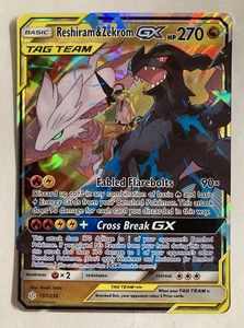 Reshiram & Zekrom GX 157/236 Sun & Moon Cosmic Eclipse Ultra Rare - Picture 1 of 6