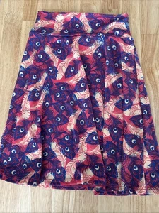 LuLaRoe Kids Azure Skirt Girls Sz 6 Pink/blue Geometric Comfort Pull On A-Line - Picture 1 of 4