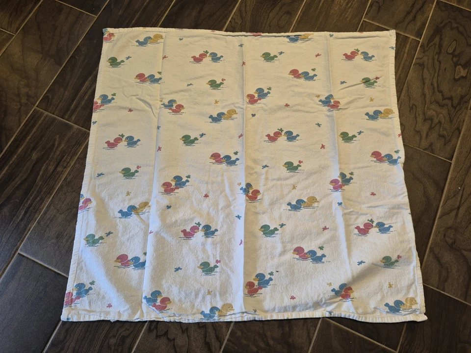 Vintage Hospital Baby Receiving Swaddling Blanket Ducks Thick Cotton Flannel 31" - Image 1 of 4