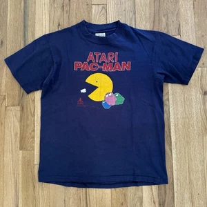 Vintage 80s 1982 Atari Pac Man Gaming Retro Navy Blue Tee M - Bild 1 von 4