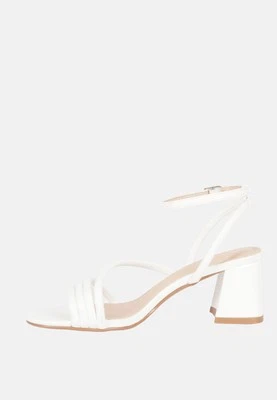 Sandali Donna Tacco Alto Largo con Cinturino Tacchi Eleganti Fascette Bianco Ner - Immagine 1 di 4