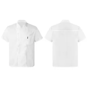 Unisex Chef Coat Jacket Short Sleeve Kitchen Restaurant Hotel Work Uniform - Picture 1 of 39