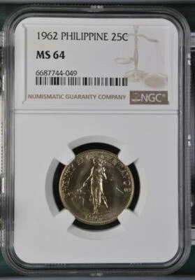 Philippines 25 Centavos 1962 NGC MS 64 - Image 1 of 2