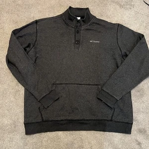 Columbia Sweater Sweatshirt Mens 2XL Grey Long Sleeve Quarter Button Sweater - Picture 1 of 8