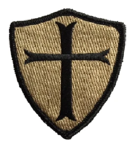 PARCHE GANCHO MORAL SUJETADOR MARCA VELCRO® Crusader Sheild Templar COYOTE 3" - Imagen 1 de 1