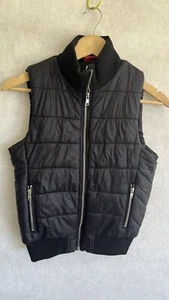 Girl's Black Puffer Vest With Collar Size 14 Sleeveless Zip Close Pockets - Picture 1 of 8