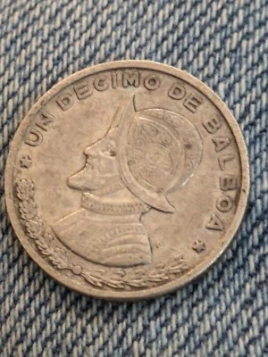 1961 Panama 1/10 Balboa Silver Coin EF + Details - Image 1 of 2