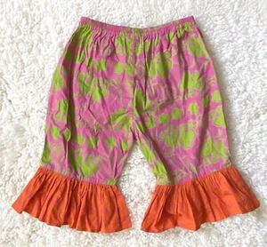 YOUNG COLORS Palozzo Pants Girls 6 NWOT Pink Green Orange Ruffles Crop Floral - Picture 1 of 4