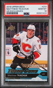 2016-17 Upper Deck Matthew Tkachuk Rookie RC Young Guns Exclusives /100 PSA 10