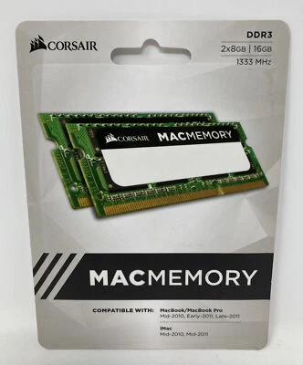 16GB (2x8GB) Corsair Mac Memory DDR3 1333 SoDIMMs PC3-10600S CMSA16GX3M2A1333C9 - Image 1 of 4