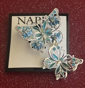 Napier Women's Brooch Fashion Pin Enamel Butterfly Crystals Silver Tone - Picture 1 of 7