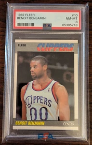 1987 Fleer Basketball Benoit Benjamin #10 PSA 8 NM-MT Los Angeles Clippers - Picture 1 of 2