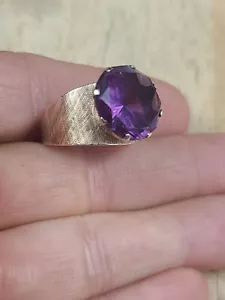 VTG 14k Solid Yellow Gold Lab-Created Genuine Sapphire Gemstone Ring 8.5sz 7.9gr - Picture 1 of 16