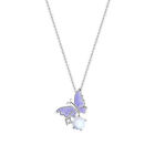 Purple Sparkling Diamond Bubble Butterfly Pendant Necklace Women Sweet Clavi ❤th