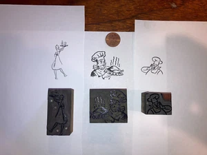 Vintage Letterpress Printer Block Food services chef waitstaff waitress turkey - Picture 1 of 3