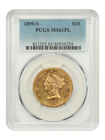 1899-S $10 PCGS MS61 PL Cover