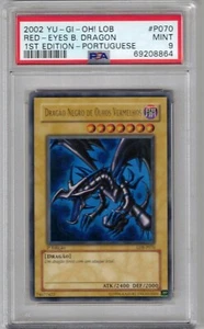 RED-EYES BLACK DRAGON 1ST EDITION PORTUGUESE 2002 YU-GI-OH LOB P070 PSA 9 - Picture 1 of 2