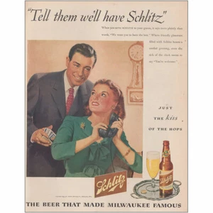 1945 Schlitz Beer: Tell Them We'll Have Schlitz Vintage Print Ad - Picture 1 of 1