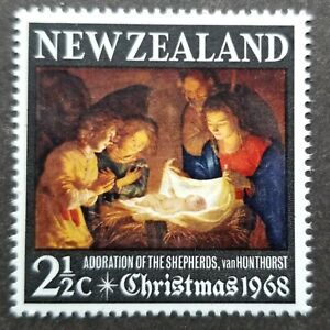 [SJ] New Zealand Christmas 1968 Adoration Shepherds Painting (stamp) MNH
