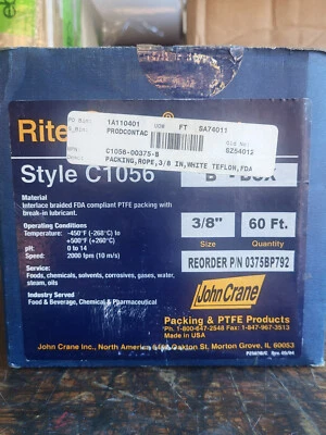 John Crane Rite Pak Packing - C1056 - 3/8" - 60 Feet - Image 1 of 4