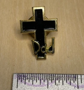 Vintage Dad Christian Cross Lapel Pin Enamel - Picture 1 of 2