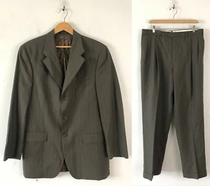 Traje de dos piezas a rayas marrón oscuro Ralph Lauren para hombre talla 42T y 35W - Imagen 1 de 12