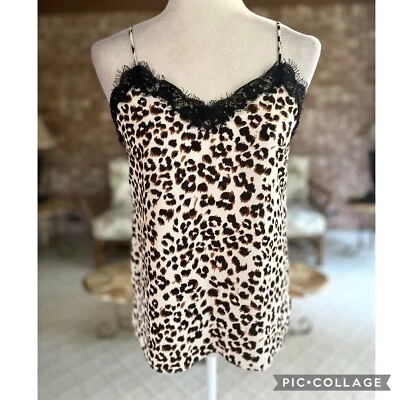 Camisola Bar III XS Negra Marfil Estampado Animal Pestañas Encaje Camiseta sin Mangas Elegante Foto 1 de 4