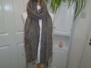 1 Mink brown crinkle fairly lightweight large scarf / pashmina, NEW LOOK