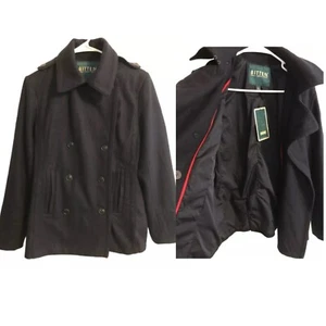 New Navy Blue Wool Pea Coat Sz L NWT $125 Bitten by Sarah Jessica Parker - Picture 1 of 9