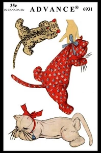 Advance #6931 Fabric Sewing Pattern Sleeping Kitten CAT Kitty Stuffed Animal Toy - Picture 1 of 5