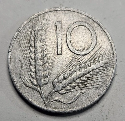1955 Italy 10 Ten Lire - Aluminum Coin - Plow - Italian - World Coin  - Image 1 of 2