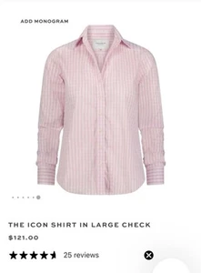 The Shirt Rochelle Behrens Essentials Icon Shirt LS Pink White Check Womens S NW - Picture 1 of 5