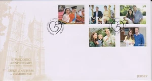 GB - JERSEY 2016 Pr William & Catherine 5th Wedding Anniv SG 2051/5 FDC ROYALTY - Picture 1 of 1