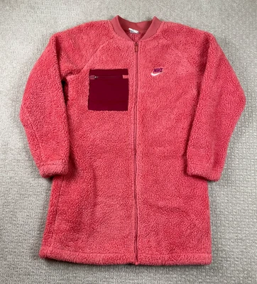 Nike Jacket Girls XL Winterized Fleece Fuzzy Long Jacket Pink Youth DJ5832-622 - Image 1 of 4