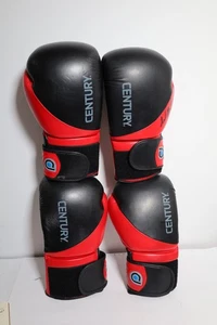 Guantes de boxeo de entrenamiento Century 16 OZ con gancho y bucle negros y rojos 2 pares - Imagen 1 de 7