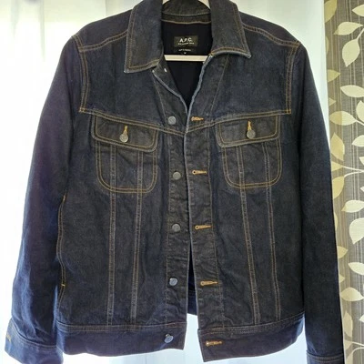A.P.C. Rue Madam Paris Denim Blue & Black Jacket Size Medium EUC - Image 1 of 4