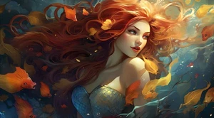 Arte de fantasía de sirena pintura al óleo arte de pared decoración del hogar impreso en lienzo arte - Imagen 1 de 8