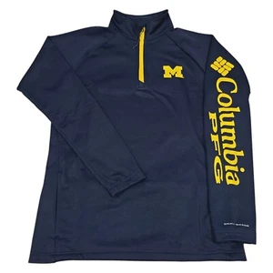 Columbia PFG Michigan Wolverines 1/4-Reißverschluss Pullover Herren Größe Small Omni-Schattierung Neu mit Etikett - Bild 1 von 7