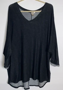 Lagenlook Casual Loose Lounge Layer Flowy Everyday Shirt Womens Plus Black - Picture 1 of 10