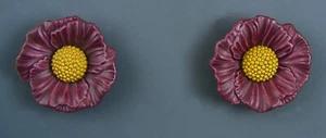 POPPY FLOWER - LARGE CLOTHING BUTTON - SET OF 2 - Picture 1 of 3
