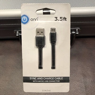 Cable de sincronización y carga Onn con conector micro USB 3 pies, negro ¡NUEVO!! Foto 1 de 2