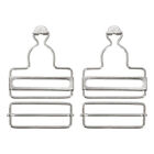 Overall Buckles, 2 Sets Metal Suspender Replacement Buckles 50Mm, Silver Tone