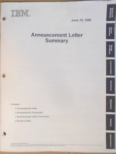 IBM Announcement Letter Summary, June 19, 1990 : System/370; AIX; Token-ring etc - Picture 1 of 17