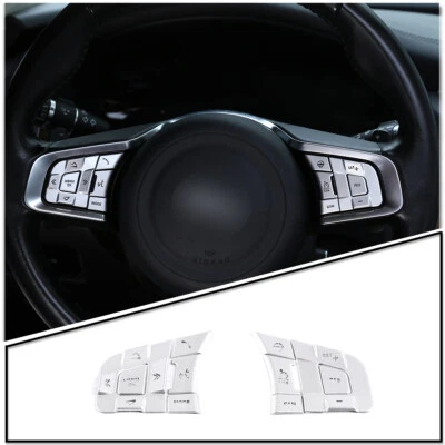 Silver Alloy Steering Wheel Button Cover Trim For Jaguar F-Pace F-TYPE XE XF — 第 1/4 张图片
