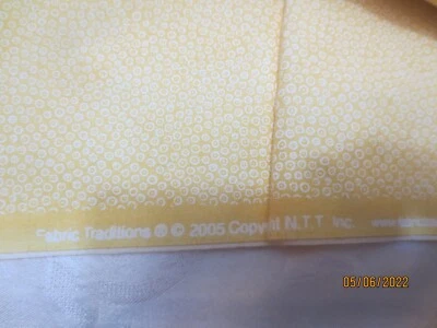4 yds 24" x 42" Vintage Fabric Traditions Fabric White Circles on Light Yellow - Image 1 of 2