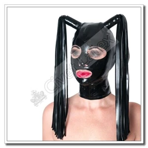 Latex Gummi Hoods Mask with detachable 2 Streamers Unqiue Cool A36 - Bild 1 von 6