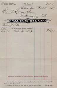 1889 handgeschrieben Billhead Vacuum Oil Co. Boston, Masse - selten - Bild 1 von 5